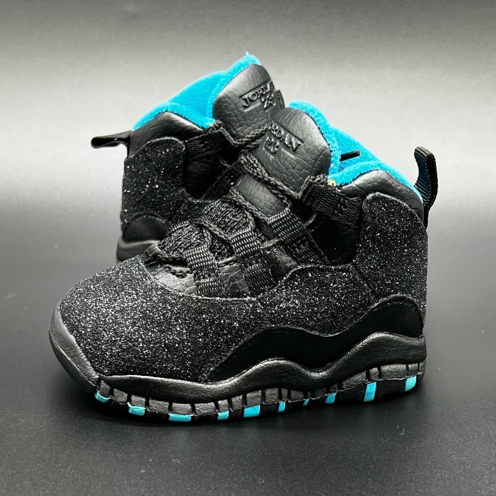 Jordan Air Jordan 10 unisex High Top Athletic Sneakers custom glitter US 4C - Picture 8 of 8